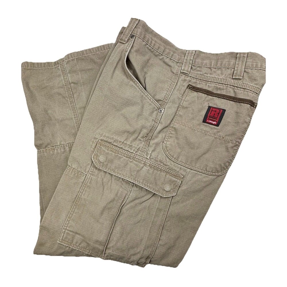 NWOT Men's Ripstop Workwear Wrangler Carpenter Cargo Utility Pants 40 x 30 Khaki